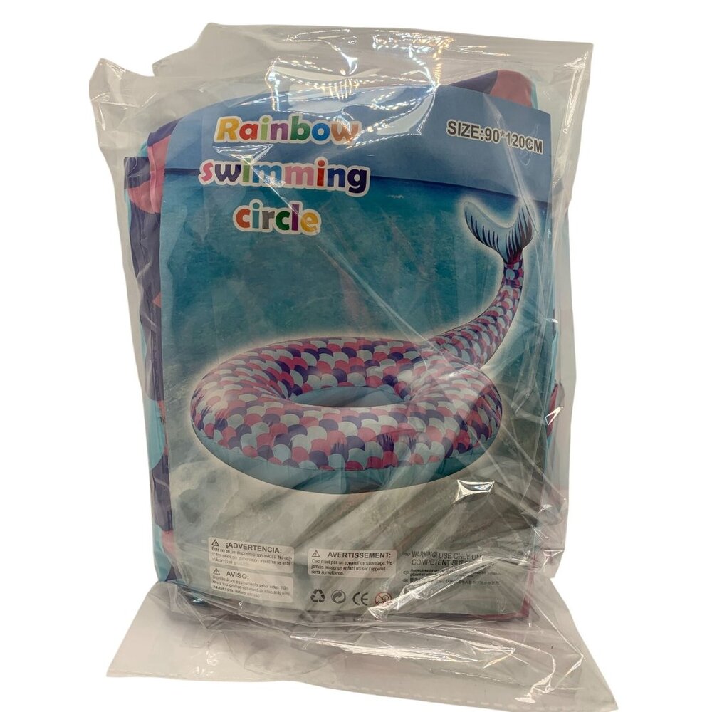 Rainbow Mermaid Swimming Circle Tube For Pool & Beach Scales Design 90-120CM